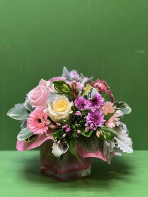 Beautiful bouquet with a colorful assortment of bright sweet flowers